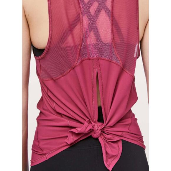 Lululemon Tank Women Sculpt Tie Back Violet Red Pink Size M Workout Gym Running - Picture 4 of 8